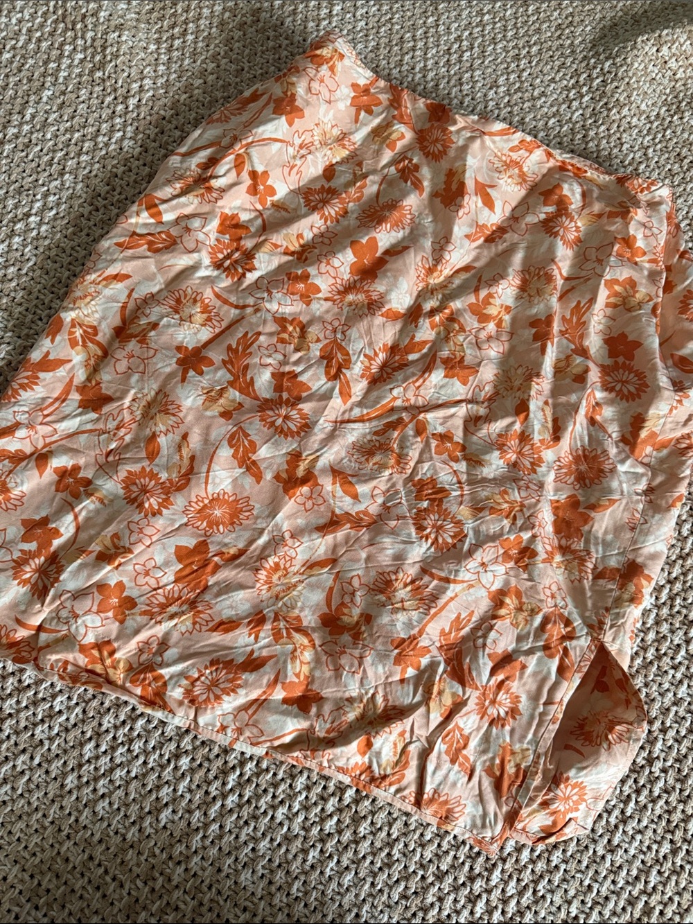 Vintage Peach and Orange Floral Skirt